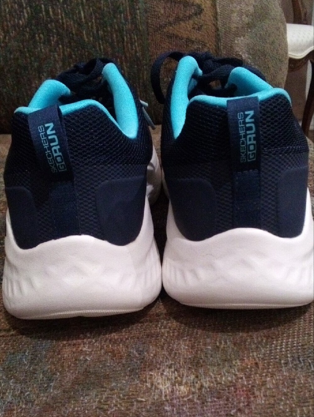 Skechers Navy Athletic Sneakers with Teal Lining - Picture 6 of 9